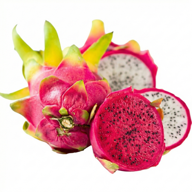 Tropische Drachenfrucht Pitahaya weiß und rot